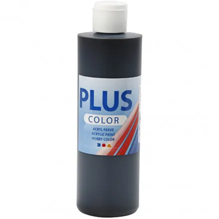 Plus Color Hobbymaling, svart, 250 ml/1 flaske