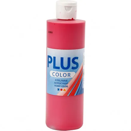 Plus Color Hobbymaling, Primærrød, 250 ml/1 flaske.