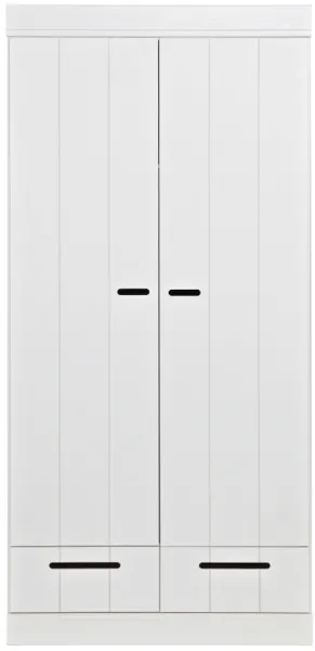 Connect, garderobeskap, 2 dører og 2 skuffer, hvit, H195x53x94 cm, furutre
