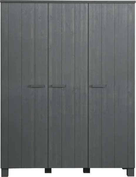 Dennis, garderobeskap, mørkegrå, H202x55x158 cm, furutre