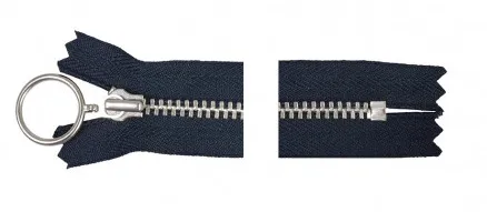 YKK Glidelås Aluminium Fast m/Ring 35cm 4mm Marine